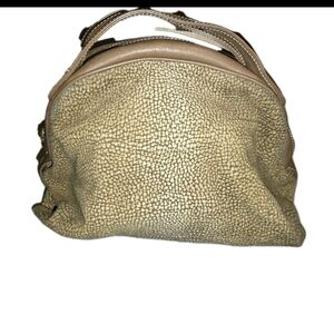 Cute Vintage Borbonese Cream and Tan Women's Handbag